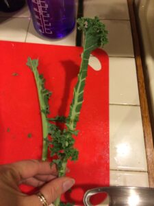 Cut or break the kale from the stem.  
