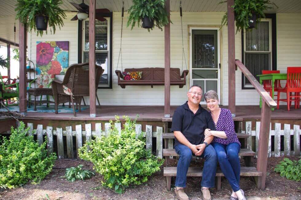 Mark & Jill on the Porch at the Farmhouse